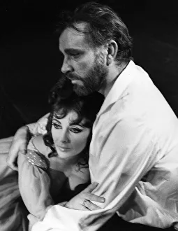 Richard Burton and Elizabeth Taylor during rehearsal for Oxford University