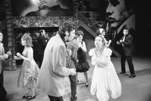 Teddy Boy Prints: Richard Gere as Danny Zuko (left) seen here on stage at the Coventry Theatre during a