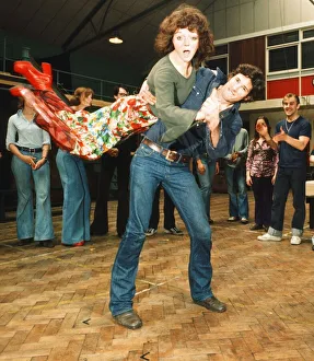 Denim Prints: Richard Gere as Danny Zuko seen here with Stacey Gregg in rehearsal with the rest of