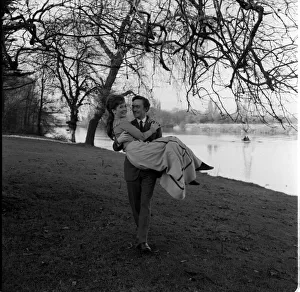 01493 Prints: Richard Pasco and Barbara Shelley January 1964 play young lovers in the film The Gorgon