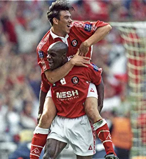 Richard Rufus Charlton Athletic Football Player celebrates celebrating with team mate