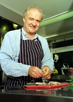 Rick Stein Chef TV Presenter June 1999 working in his kitchen