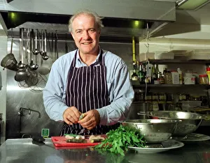 Rick Stein Chef TV Presenter June 1999 working in his kitchen