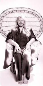 Kaftan Prints: Rick Wakeman keyboard player and former member of the pop group Yes seen here in