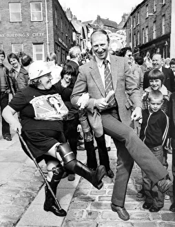 A right foot shuffle from jack Charlton with 62 year old Louisa Ramshaw the the Horden