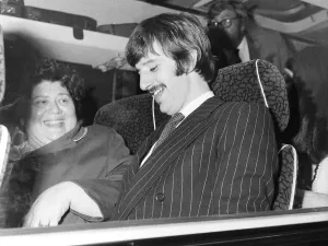 Ringo Starr with his fictional Aunt Jessie on the Magical Mystery Tour'bus
