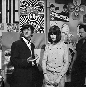 Ringo Starr, hostess Cathy McGowan and director Robert Fleming on the set of TV show