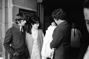 Ringo Starr with wife Maureen Starkey and baby son Zac (aged 9 days old
