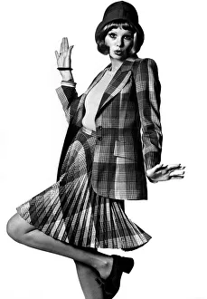 Ripply - striped pleated skirt and blazer jacket in navy and red are in cotton mixture