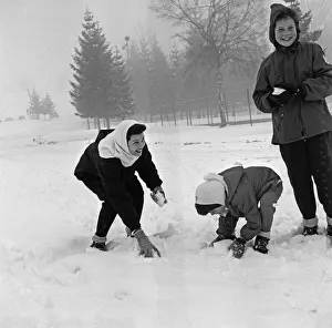 Rita Hayworth on holiday at Megeve in the French Alps with her daughters Yasmin