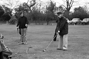 Images Dated 3rd September 2020: Rita Hayworth & Russell Harty playing golf at Arkley Golf Course, Hertfordshire