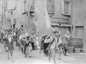 Anger Prints: Rita Tobin (left) seen here as a a film extra re enacting the storming of the Bastille