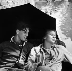 Students Prints: On the river Cam in Cambridge resting in a punt are James Innes of St Catherine