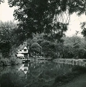 Towns And Villages Prints: River Wey at Guildford, Surrey Countryside River Scene Building