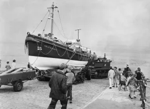 Slipway Prints: The RNLB lifeboat Oldham IV on the slipway at Hoylake Lifeboat Station