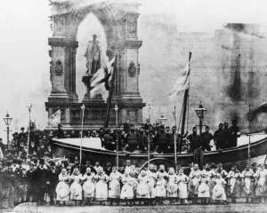 RNLI volunteers gather outside Manchester Town Hall on a historic day for charity