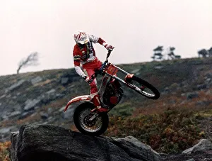 Trials Prints: Rob Crawford MotorBike racer Competing in motorcycle trials in Richmond North Yorks