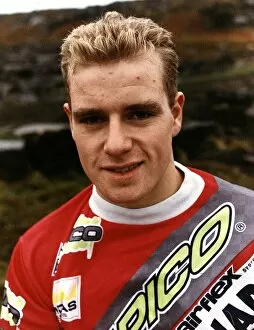 Images Dated 17th October 1990: Rob Crawford Motorbike racer at Motorcycle trials in Richmond North Yorks