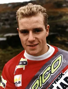 Rob Crawford Motorbike racer at Motorcycle trials in Richmond North Yorks