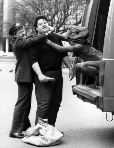 Postman Prints: Robbie Coltrane has enough trouble with a frog in his throat yesterday without having to