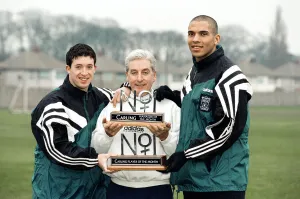 Robbie Fowler Liverpool Football Player January Player of the Month LEFT with Roy Evans