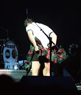 Kilt Prints: Robbie Williams during concert at SECC Glasgow February 1999