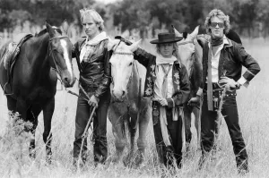 00066 Prints: The rock group The Police pictured horse riding while on tour in South America