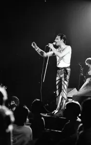 Queen Prints: Rock group Queen in concert at the NEC Arena in Birmingham 31st August 1984