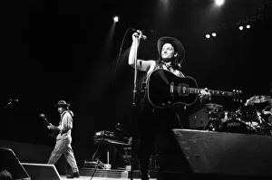 Rock group U2 performing on stage at the National Exhibition Centre in Birmingham
