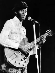 Rock n Roll star Chuck Berry performing at Newcastle City Hall. February 1973