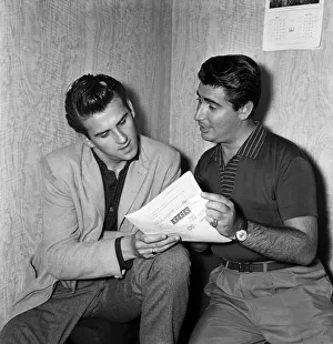 Rock and roll singer Vince Eager alongside his manager Larry Parnes. 20th August 1959
