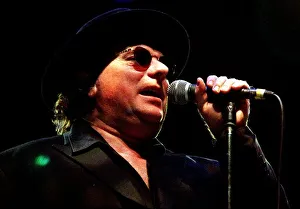 Rock singer Van Morrison hat glasses on stage June 1998