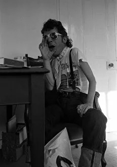 Quirky Prints: Rock Star Ian Dury poses during an exclusive interview for the Daily Mirror in his