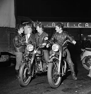 Motorbike Collection: Rocker boys on motorcycles - called 'sickles'- talking to girls