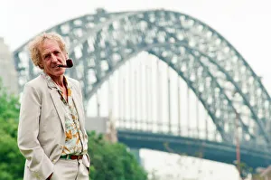 50 60 Years Prints: Rod Hull famous for his feathered puppet emu seen here in Newcastle. 18th October 1993