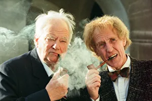 Rod Hull pipe smoker of the year 1993 seen here with Patrick Moore pipe smoker of