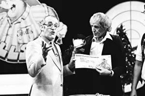 Rod Hulll and Emu seen here with Jim Bowen during a cheque presentation to the NSPCC