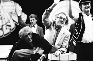01159 Prints: Rod Hulll and Emu seen here with Jim Bowen during a cheque presentation to the NSPCC