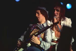 Rod Stewart concert at the Belle Vue in Manchester with Jim Cregan. December 1976