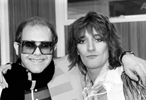 Rod Stewart and Elton John. Pop superstars Rod Stewart and Elton John make it up back