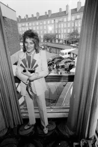 Rod Stewart holding his Best Singer Award at The Oval Pop Festival