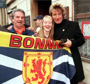 Rod Stewart in Paisley Scotland November 1999 outside pub in paisley with unnamed