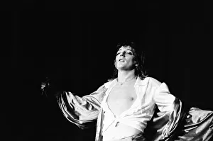 Rod Stewart performing on stage at the Odeon in Birmingham 30th November 1976