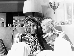 Rod Stewart Rock Singer Songwriter with his girlfriend Britt Ekland July 1975