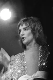 Rod Stewart on stage. The Faces featuring Rod Stewart perform at The Reading