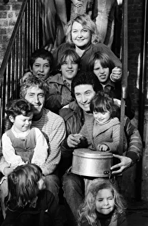 Roger Daltrey and Kenney Jones of the Who rock group visit Chiswick Family Rescue Home