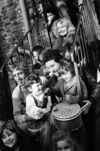 Roger Daltrey and Kenney Jones of the Who rock group visit Chiswick Family Rescue Home