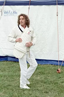 00455 Collection: Roger Daltrey, lead singer of The Who rock group, in action during a charity cricket