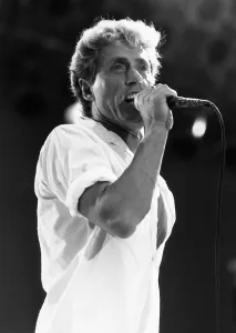 Roger Daltrey singer of The Who at Live Aid Concert 1985 Wembley Stadium