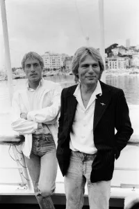 Roger Daltrey of the Who rock group at the Cannes film festival with Adam Faith